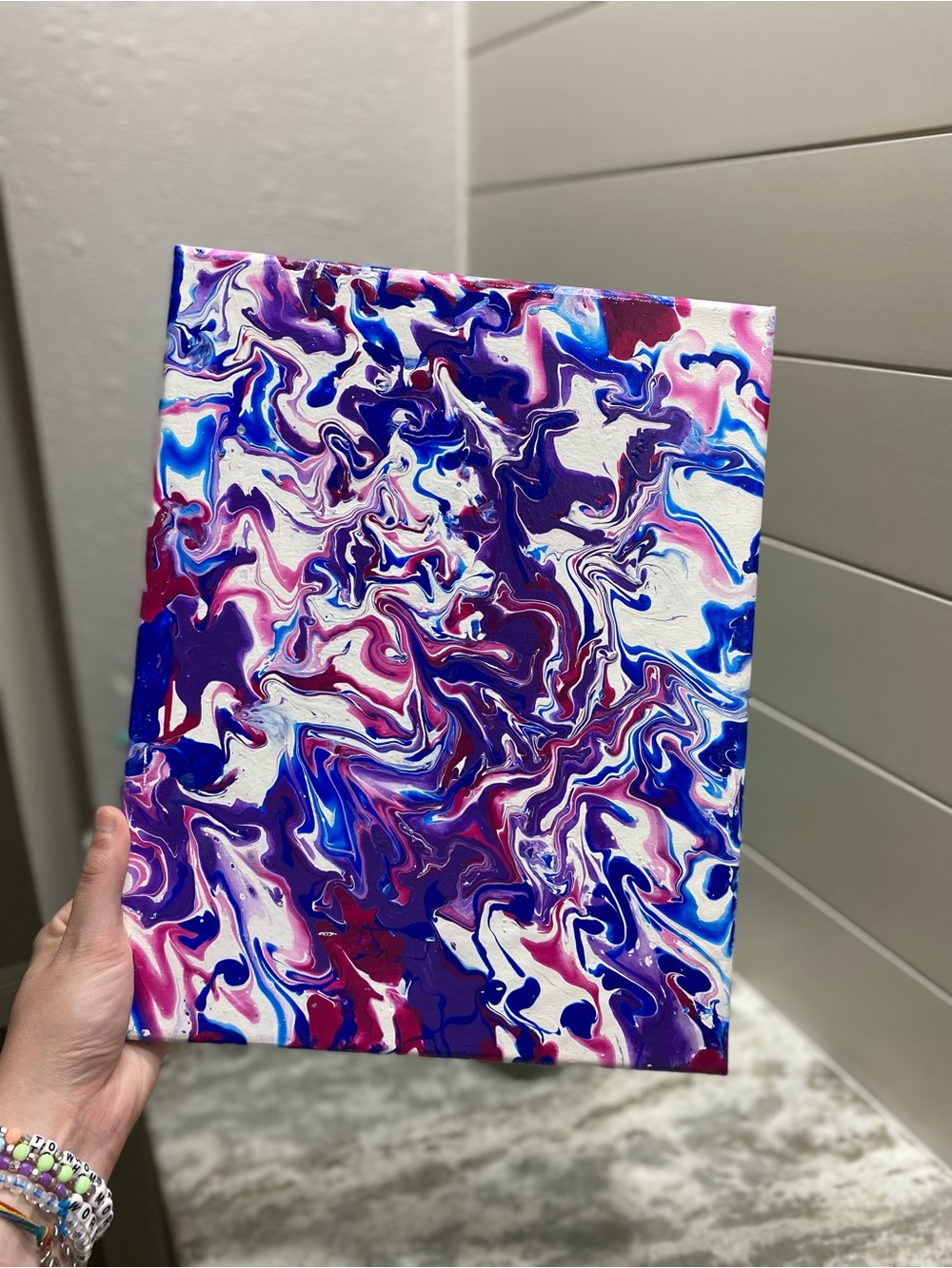 Abstract Canvas Art in Blue/Pink/Purple - Picture 5 of 7